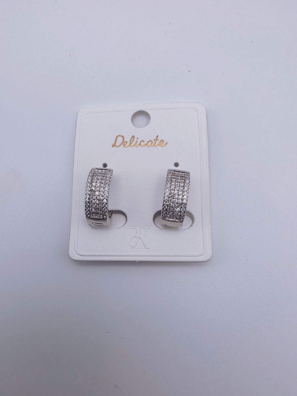 delicates Silver Crystal-Studded Hoop Earrings